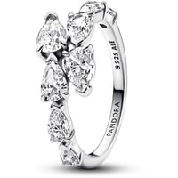 PANDORA Timeless Glitzernder Überlappender Band-Ring aus Sterling Silber mit Cubic Zirkoniastein verziert, Größe: 58,