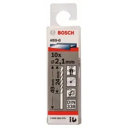 Metallbohrer HSS-G, DIN 338, 2,1 x 24 x 49 mm, 10er-Pack