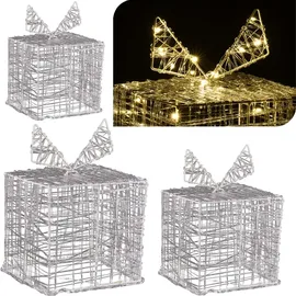 ECD Germany 3er Set LED Geschenkboxen 90 Mikro-LED - Weiß