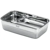 Rösle Dose FLEXX 2GO 0,6 L eckig, Lunchbox aus Edelstahl, Mikrowellen- und Backofengeeignet bis 150 °C, spülmaschinengeeignet, silberfarben, Silbern