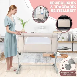 Costway Beistellbett Beige 70 x 140 cm