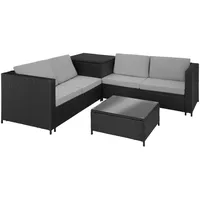 tectake Loungeset Rattan Lounge, (Set, 5-tlg), für 4 Personen schwarz|grau 215,00 cm x 65,50 cm x 215,00 cm