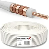PremiumX Koaxialkabel 50 m Weiß