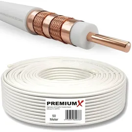 PremiumX Koaxialkabel 50 m Weiß