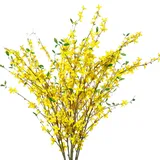 Sggvecsy Künstliche Orchideen Blumen 4 Stück künstliche Seide Orchideen Blumen künstliche lange Stiel Blumen in Großpackung Orquideas Blumen Blumenstrauß gelbe Forsythie Zweige für Zuhause Hochzeit