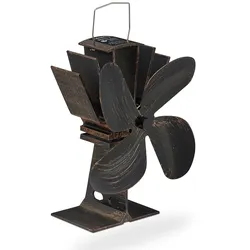 Relaxdays Ofenventilator ohne Strom, geräuscharm, für Kamin & Ofen, hitzebetrieben, 4 Blätter, Kaminventilator, bronze