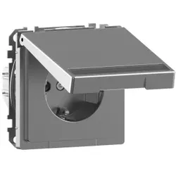 Merten MEG2312-6036 SCHUKO-Steckdose m. Klappd. u. Schriftf., BRS, StK, Edelstahl, System Design MEG23126036