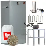 ITA Elektrischer Räucherofen 7005 - Smoker Set mit Heizung, Tisch, Rauchgenerator - Räucherschrank mit Thermometer - Edelstahl - EU Qualität, Direkt vom Hersteller - 81 cm mit 3 Etagen