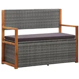 furnicato Truhenbank Bank mit Stauraum 115 cm Poly Rattan Massivholz Akazie Grau grau