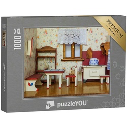 puzzleYOU Puzzle Puzzle 1000 Teile XXL „Detail eines Wohnzimmers im Retro-Puppenhaus“, 1000 Puzzleteile, puzzleYOU-Kollektionen Nostalgie