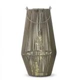formano LED Laterne Solarlaterne Garten Rattan-Look Laterne 3 LED Birnen 45cm Solar IP44, LED fest integriert braun