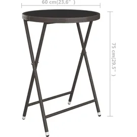 vidaXL 3-tlg. Bistro-Set Poly-Rattan und Hartglas Braun