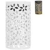 CEPEWA LED Laterne LED Solar Laterne 'Leafs' Eisen 11x19,5cm weiß Blattmuster gestanzt