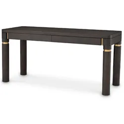 Casa Padrino Luxus Schreibtisch mit 2 Schubladen Mokka / Messing 160 x 60 x H. 76 cm - Bürotisch - Computertisch - Büro Möbel - Luxus Möbel - Luxus Einrichtung - Büro Einrichtung - Luxus Qualität