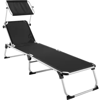Aurelie Sonnenliege 198 x 60,5 x 111 cm schwarz inkl. Sonnendach klappbar