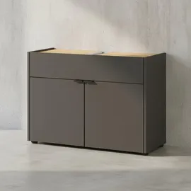 KADIMA DESIGN Unterschrank 80x34x60 cm stoßfest mit Siphonaussparung und Easy-Clean-Oberfläche, Grau-Beige 80x34x60 cm