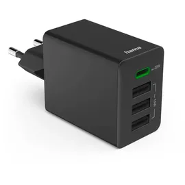 Hama Schnellladegerät 1x USB-C PD 3x USB-A Mini-Ladegerät 35W Schwarz