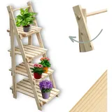 holz4homeâ® holz4home® Pflanzleiter Blumentreppe mit 4 Ablagen