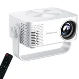 ZELURXX Mini Beamer tragbar 1080P WLAN Projektor mit Lautsprecher, Heimkino LED Projektor für Smartphone/TV, Full HD 120 Zoll Display, Weiß - Weiß