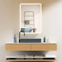 Hoko Badspiegel 70x100cm mit Rahmen+Touch Schalter+Licht Wechsel Warmweiß-Kaltweiß-Neutral Licht