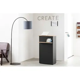 MÖBELPARTNER Empfangstheke gerade, artisan-eiche, schwarz 65,8 x 44,0 x 110,5 cm