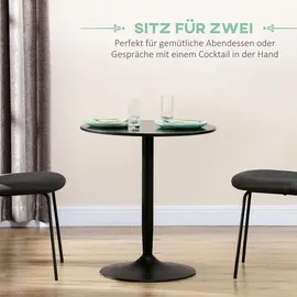 Homcom Esstisch, Runder Küchentisch, Moderner Esszimmertisch für 2 Personen, Säulentisch mit Stahlbein, Rutschfester Fußauflage, für Wohnzimmer, Ø70 x 75 cm, Schwarz