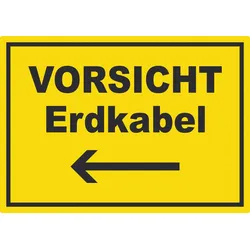 Vorsicht Erdkabel mit Richtungspfeil links Aufkleber A1 (594x841mm)