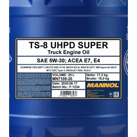 Mannol TS-8 UHPD Super 5W-30 API CI-4 Motorenöl, 20 Liter
