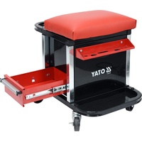 Yato Profi Werkstatthocker mit 2 Schubladen, Staufach und Ablage, 360° drehbar, 4 Rollen, stabile und leichte Ausführung mit 150 kg Traglast, Werkstat
