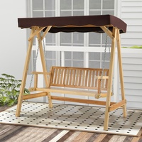 2-Sitzer Hollywoodschaukel aus Holz Gartenschaukel mit Sonnendach Schaukelbank