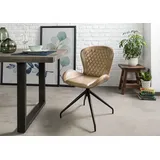 MASSIVMOEBEL24.DE Polsterstuhl Leder beige 2er Set
