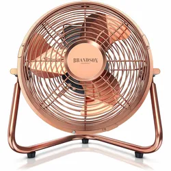 Brandson Windmaschine Retro Stil, Ventilator im Kupfer Design mit 3 Geschwindigkeiten, Standventilator 32 Watt, Tischventilator, 120° einstellbar