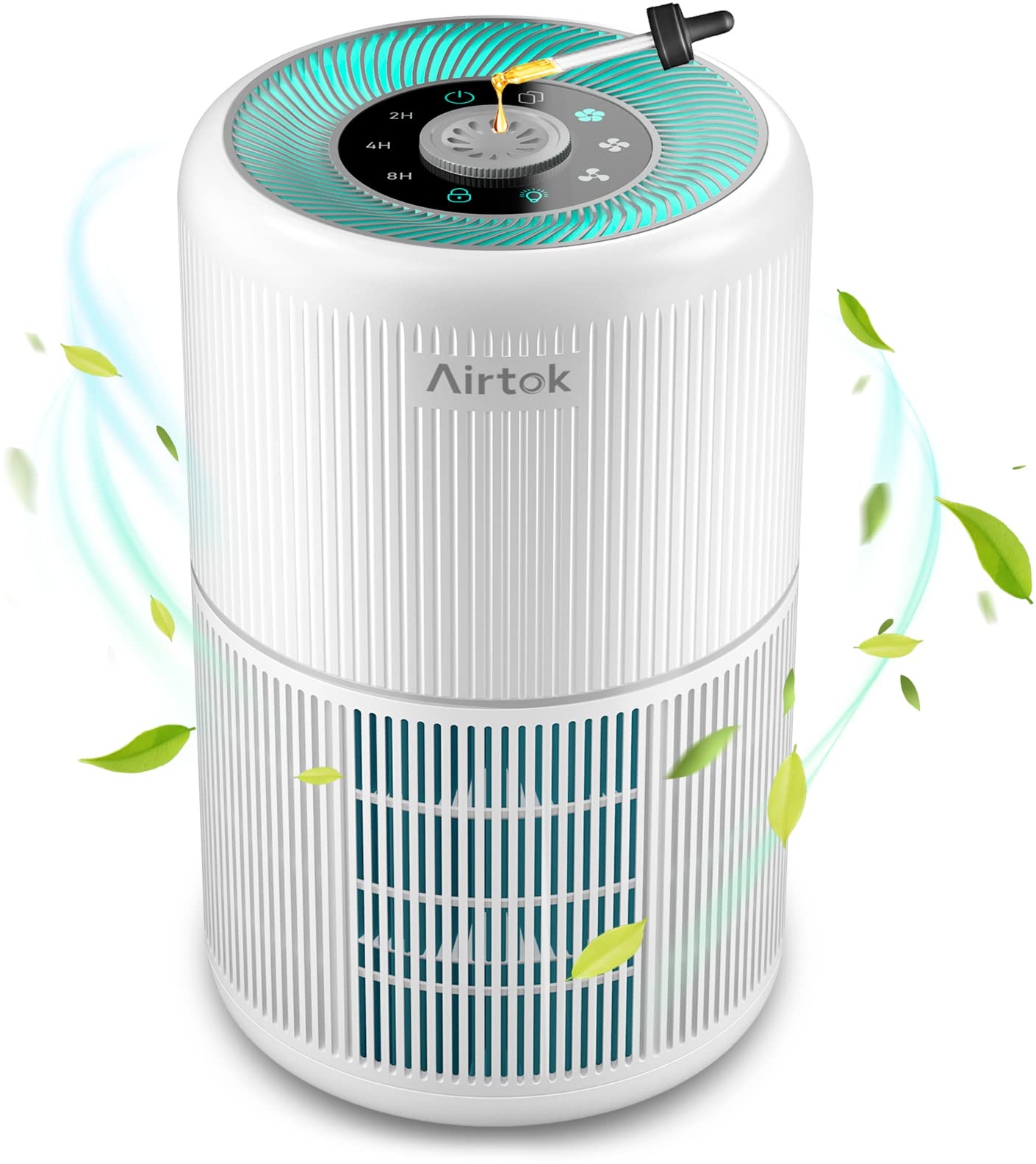 AIRTOK Luftreiniger mit Aromatherapie-Funktion, Luftreiniger Allergiker 4-Stufen-Luftfilter kann 99,97% Staub, Pollen und andere ultrafeine Partikel, H13 HEPA Air Purifier|3 Geschwindigkeitsstufen