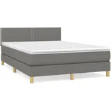 vidaXL Boxspringbett mit Matratze Dunkelgrau 140x200 cm Stoff1373167