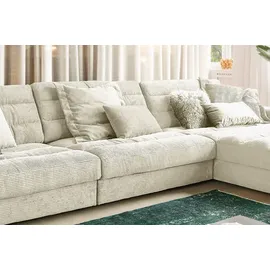 KAWOLA Ecksofa XL Lana Cord Recamiere rechts cremeweiß