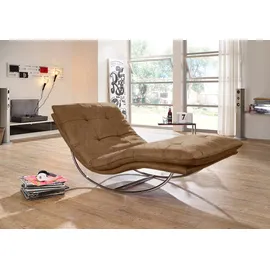 W.Schillig Relaxliege »daily dreams« in Waffelkissen-Optik, Schaukelgestell Chrom glänzend, in 2 Breiten braun