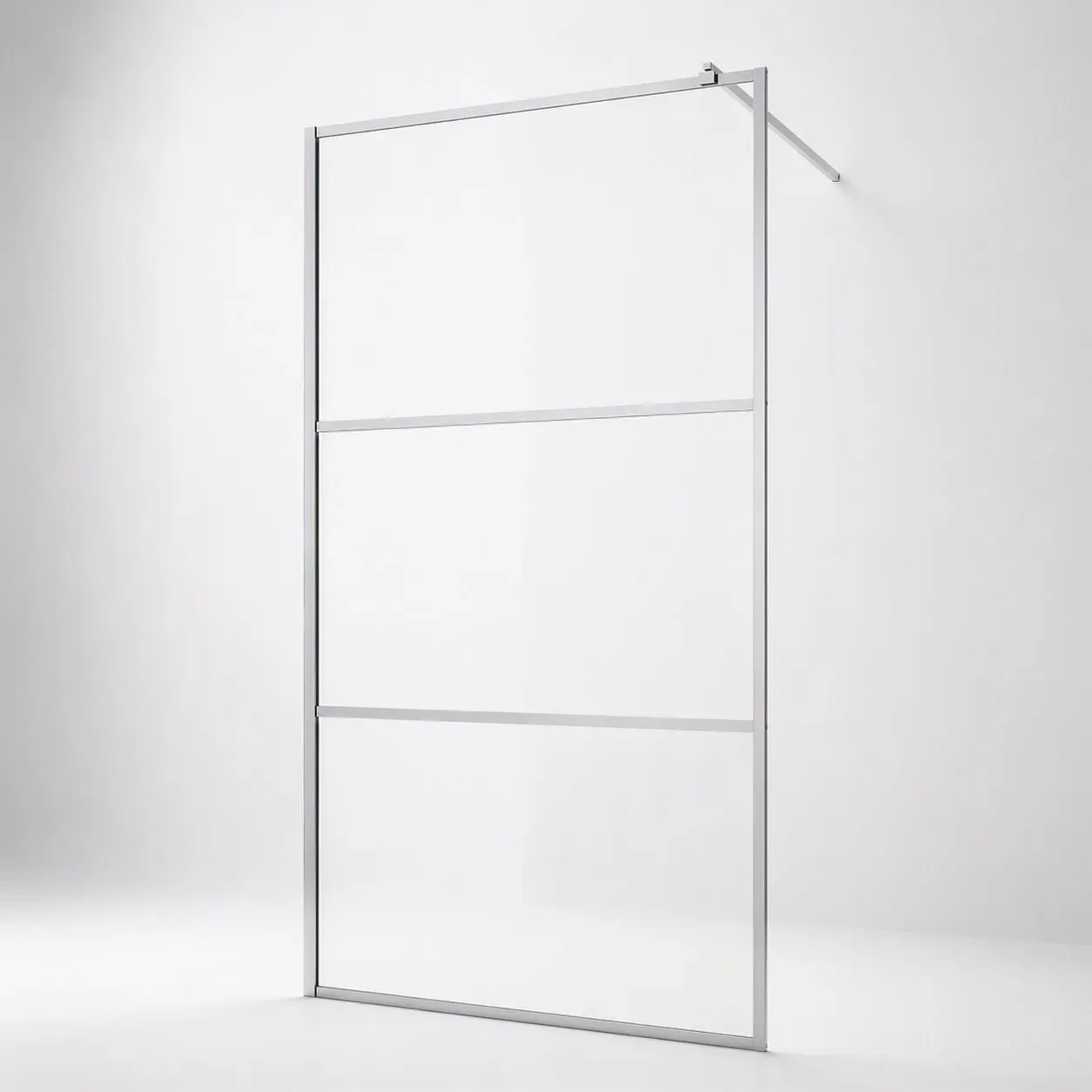 Walk-in-Dusche WELLTIME, silberfarben, B:100cm H:195cm, Duschwände, Dreigeteilte Scheibe in trendigem Blockdesign
