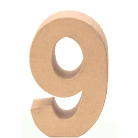 Glorex  6 2029 139 Papp Zahl 9 aus brauner Pappe ca. 17,5 X 5,5 cm groß zum bemalen und bekleben für Serviettentechnik und Décopatch ideal als Dekoration