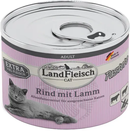 LandFleisch Katze Adult Pastete Rind & Lamm 6 x 195g