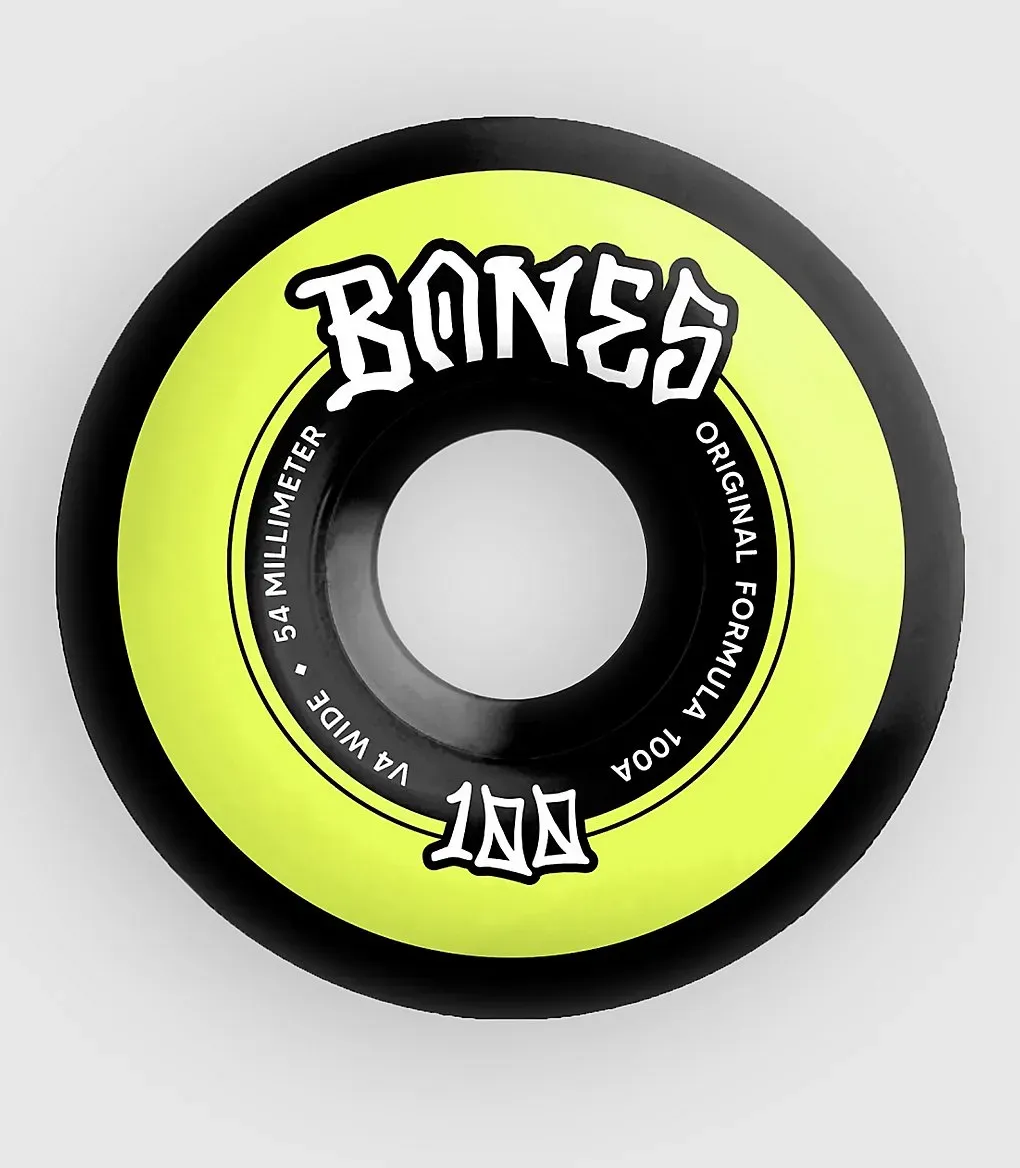 Bones Wheels 100's Originals V4 Wide 54mm Rollen white yellow Gr. Uni