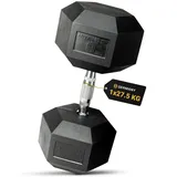 HQ Germany® Hexagon Hanteln 27,5kg 2 Stück | Geruchsarm, ±1,5% Gewichtstoleranz | 27,5kg Hantel, 27,5 kg hanteln 2er Set, Kurzhantel, Dumbbell, 27,5 Kilo Hantel Set, Hantelset Hexagon