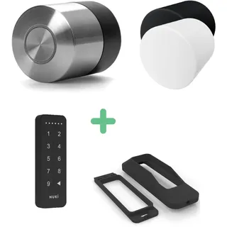 Nuki Smart Lock Pro (5. Gen) + Kindersicherung + Keypad + Diebstahlschutz - Schwarz / mit Witterungsschutz