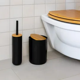 Relaxdays Badezimmer Set Badaccessoire-Set Schwarz/Natur
