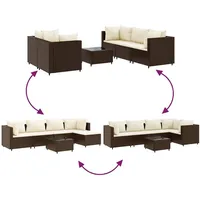 vidaXL 6-tlg. Garten-Lounge-Set mit Kissen Braun Poly Rattan