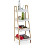 Relaxdays Badregal, 4 Fächer, Leiterregal für Badezimmer, MDF & Kiefernholz, offen, HBT: 98,5 x 34,5 x 36 cm,