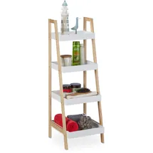 Relaxdays Badregal, 4 Fächer, Leiterregal für Badezimmer, MDF & Kiefernholz, offen, HBT: 98,5 x 34,5 x 36 cm,