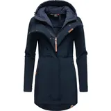 Ragwear Damen, Softshellmantel Lange Übergangsjacke Outdoormantel mit Kapuze Ybela Navy22 Gr. XXL - XXL