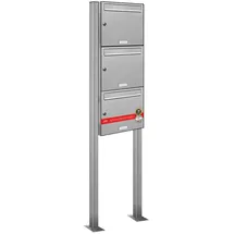 AL Briefkastensysteme 3er Standbriefkasten Edelstahl Silber