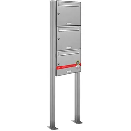 AL Briefkastensysteme 3er Standbriefkasten Edelstahl Silber
