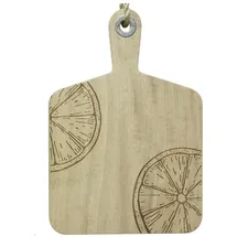 GAUMENKICK Schneidebrett Vesperbrett Mangoholz Zitronenmotiv Servierbrett natur Holzbrett